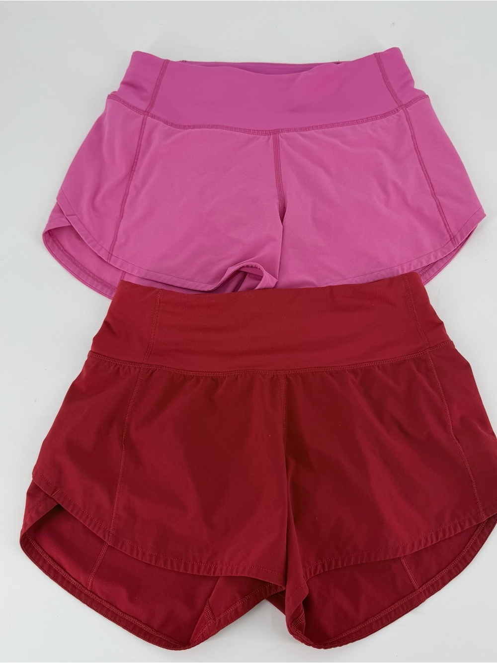 Bundle of 2 Lululemon Speed Up Shorts Size 2 Red & Pink 4" Inseam